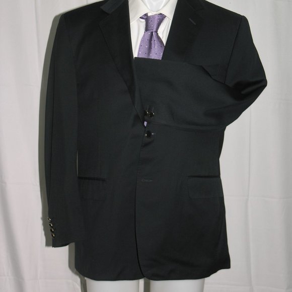 Canali Brown Label Logo Button Recent Solid Blue Two Button Blazer 42S - Picture 4 of 11